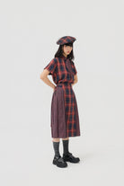 3EIGHTH | Ginrin Skirt In Red Tartan Double Gauze