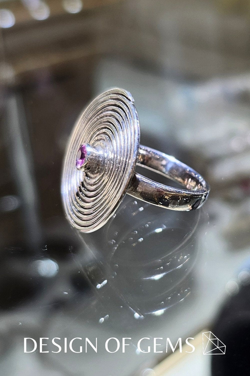 CREATIVE JEWELLERY STUDIO | Burmese Pink Sapphire, Rhodium Plated Silver, "Pansodan" Ring | Design of Gems
