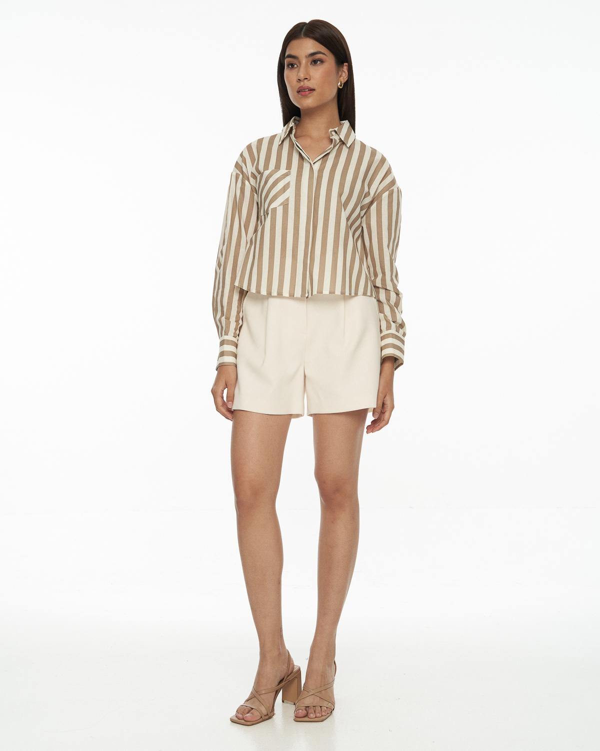 DRESSINGPAULA | Cotton Striped Crop Shirt