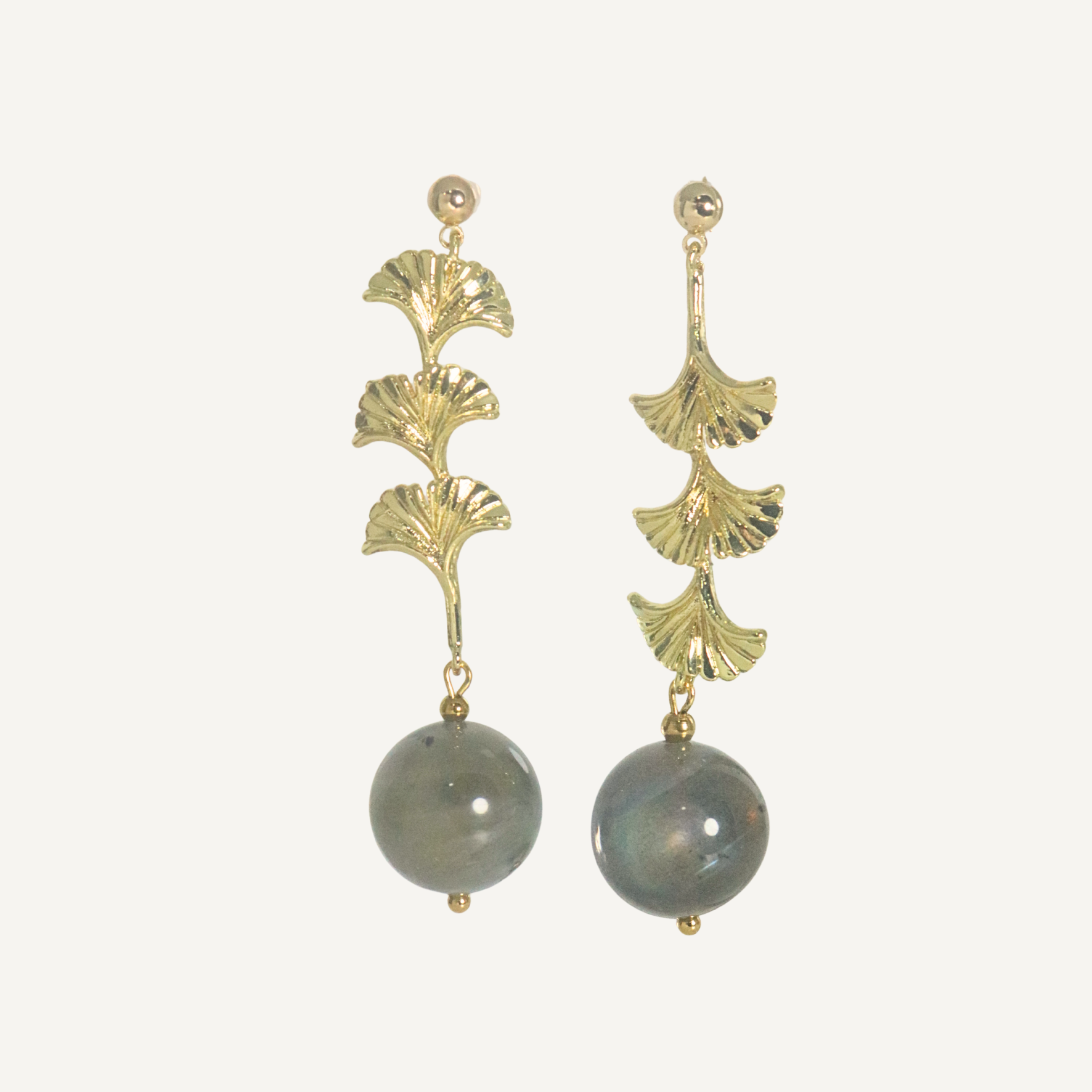 THE ANTECEDANT STORE | E - Statement Labradorite Ginkgo Branch Earrings
