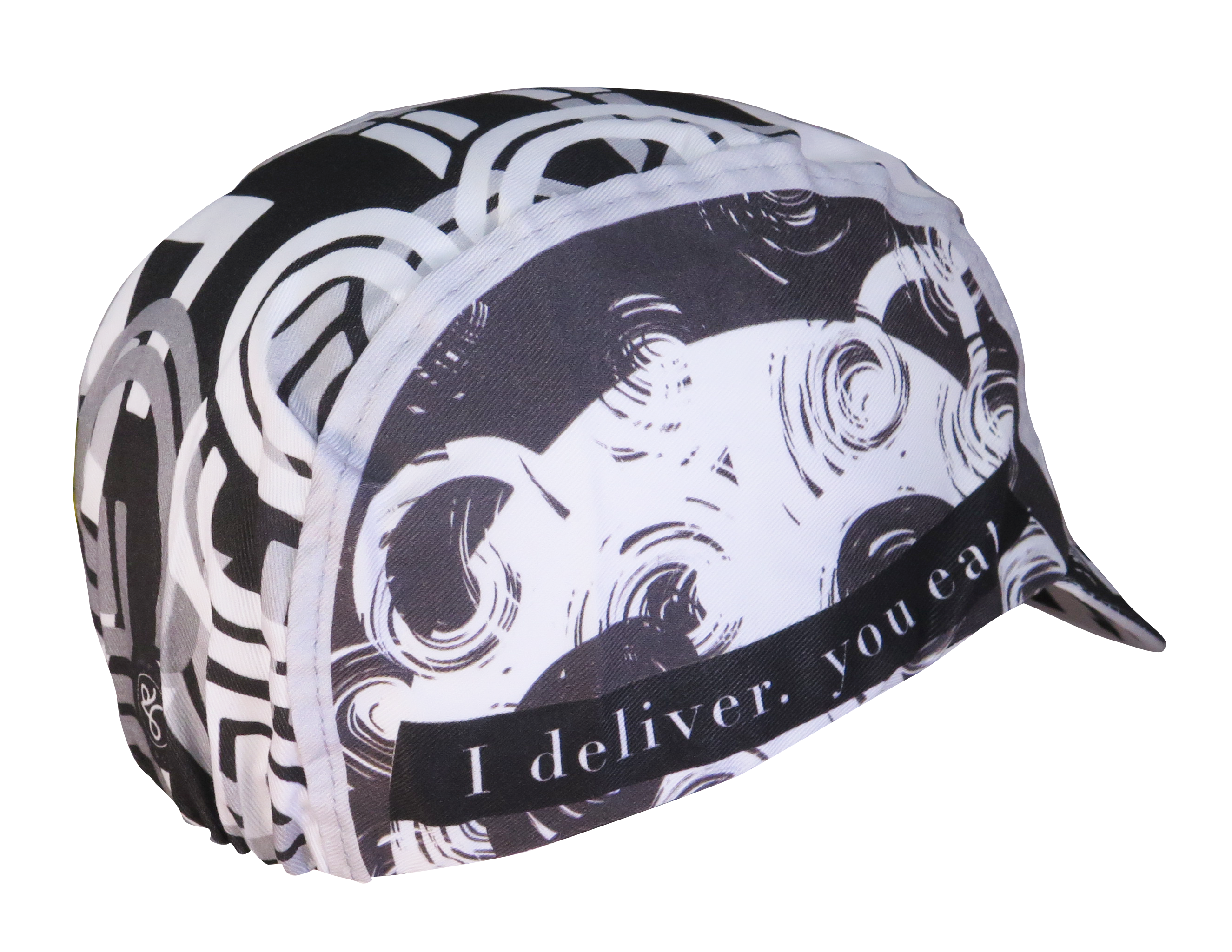 A DESIGN BY TAKACHYA | Cycling Cap - I Am Fast Food Rider (Greyscale)