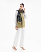 QUEENMARK | AN Assorted Lace Print Crystal Shawl Olive Blue Bird