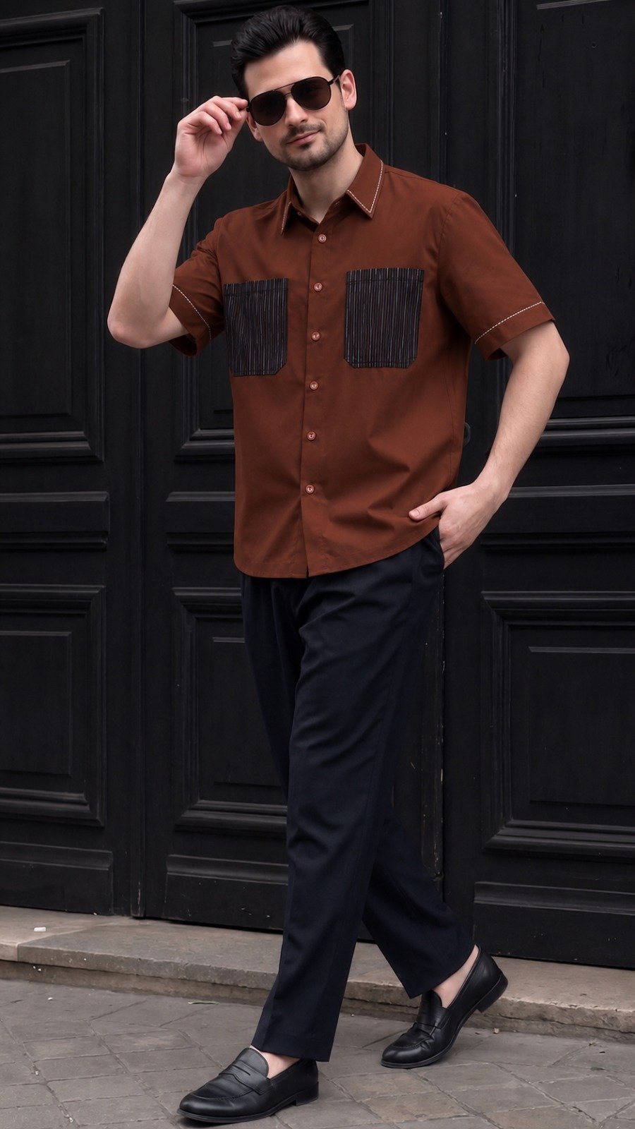 KANZI COLLECTION | Handloom Artisan Shirt - Terracotta