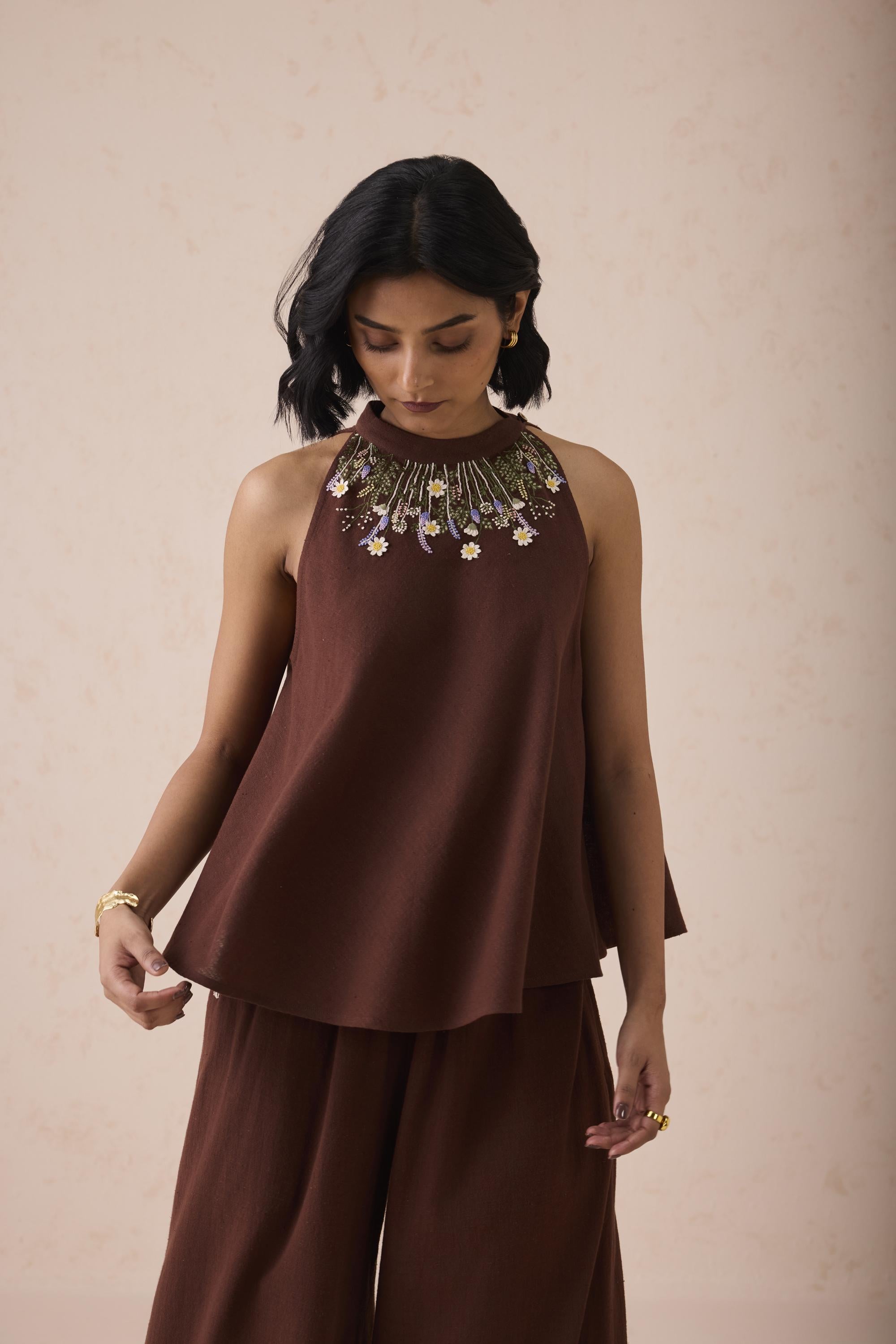 SUI | The Mountain Meadow Halter Neck Handspun Handwoven Organic Cotton Top