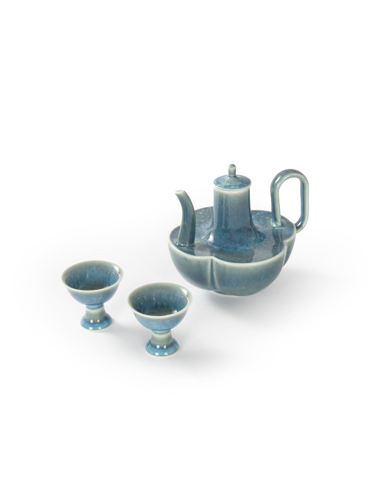 CRAFILAB | Peacock Green Glaze Moon Palace Sake Set