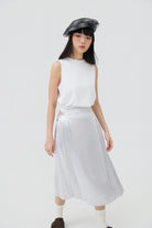3EIGHTH | Ginrin Skirt In Silver Satin