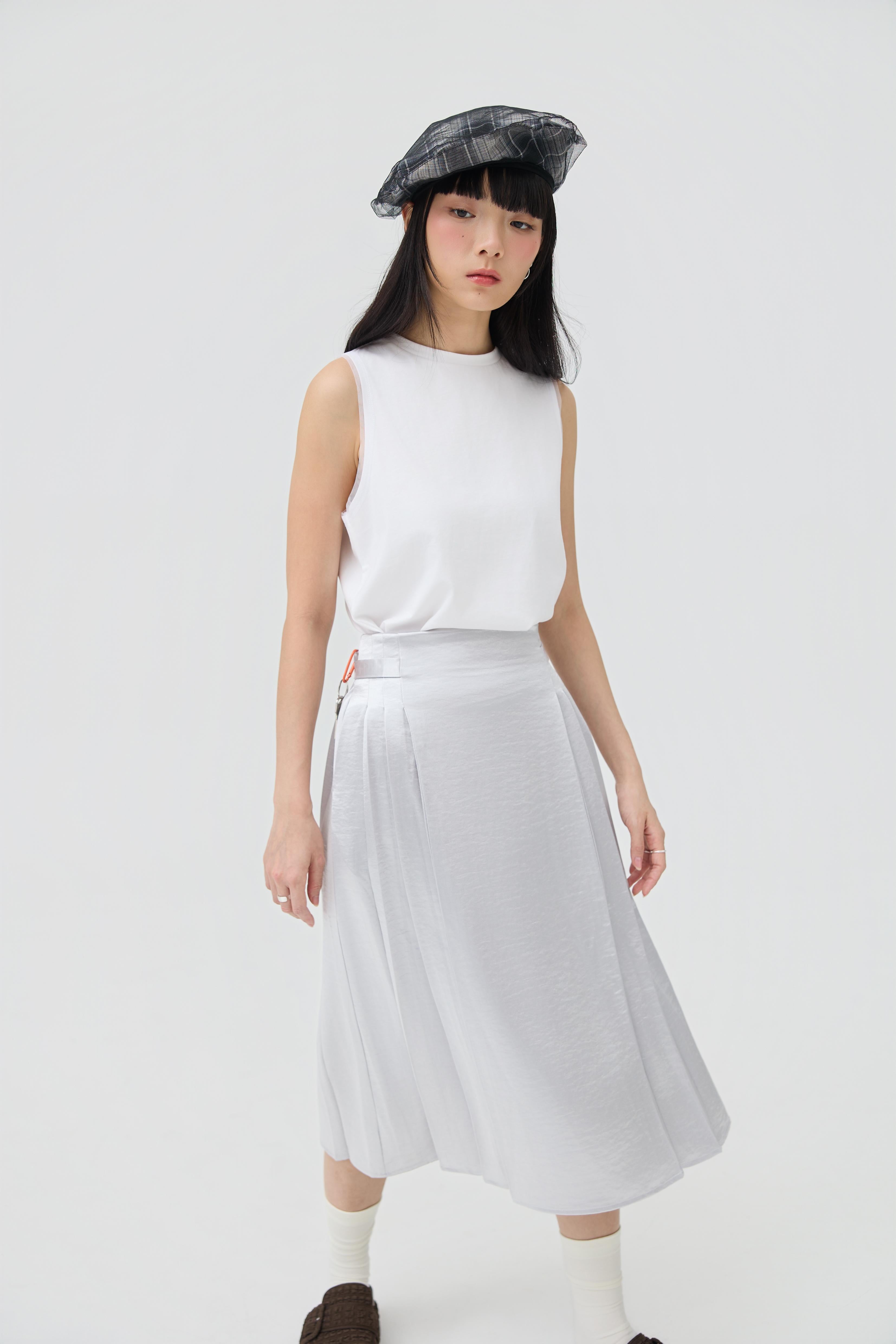 3EIGHTH | Ginrin Skirt In Silver Satin