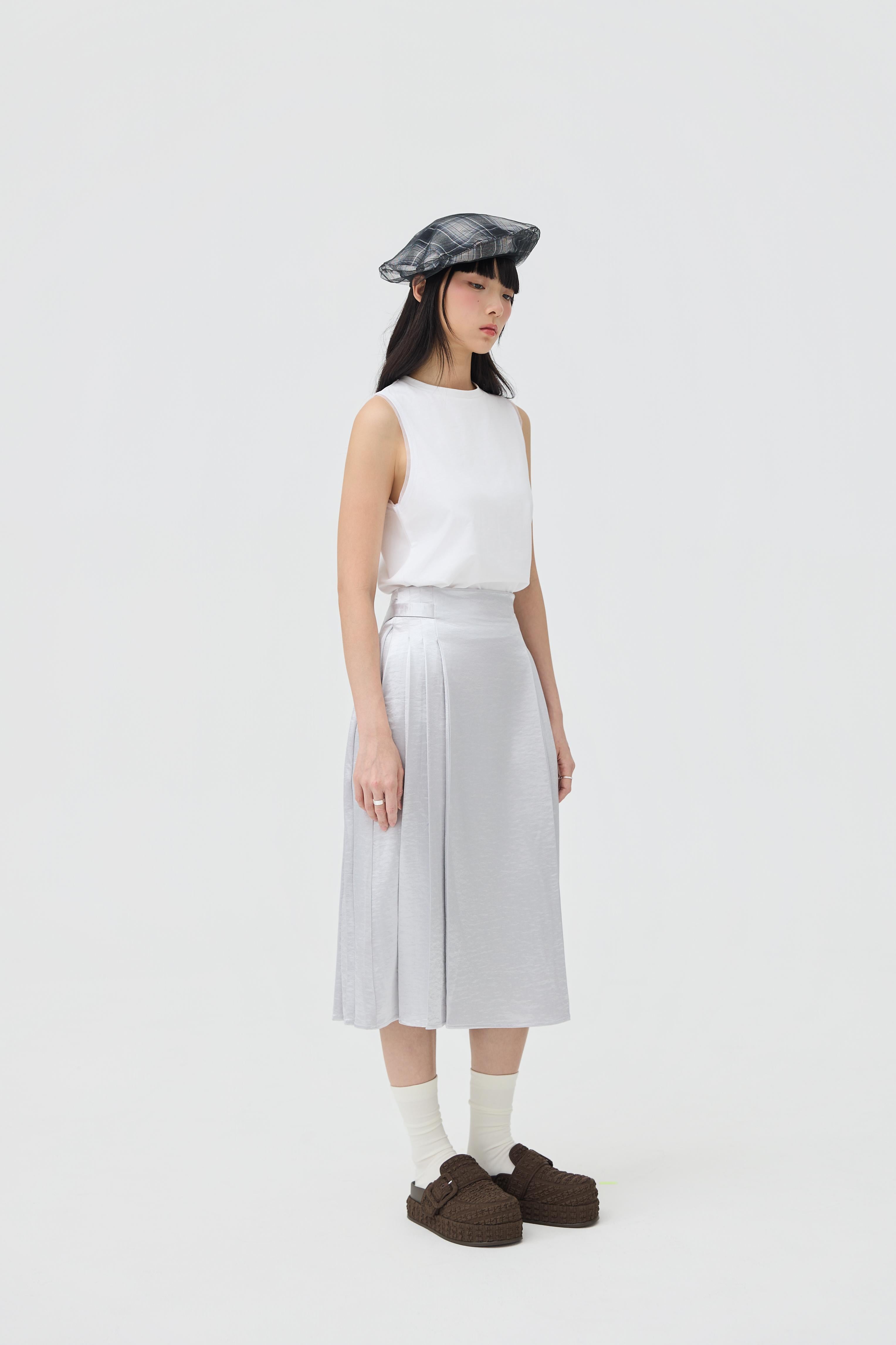 3EIGHTH | Ginrin Skirt In Silver Satin
