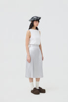 3EIGHTH | Ginrin Skirt In Silver Satin