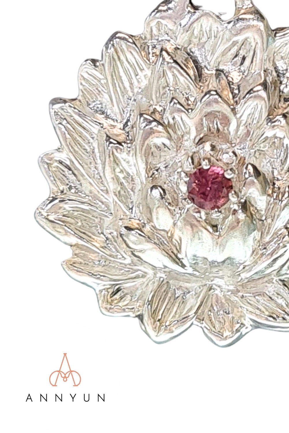 CREATIVE JEWELLERY STUDIO | Tourmaline, Silver Lotus Pendant Necklace by Annyun