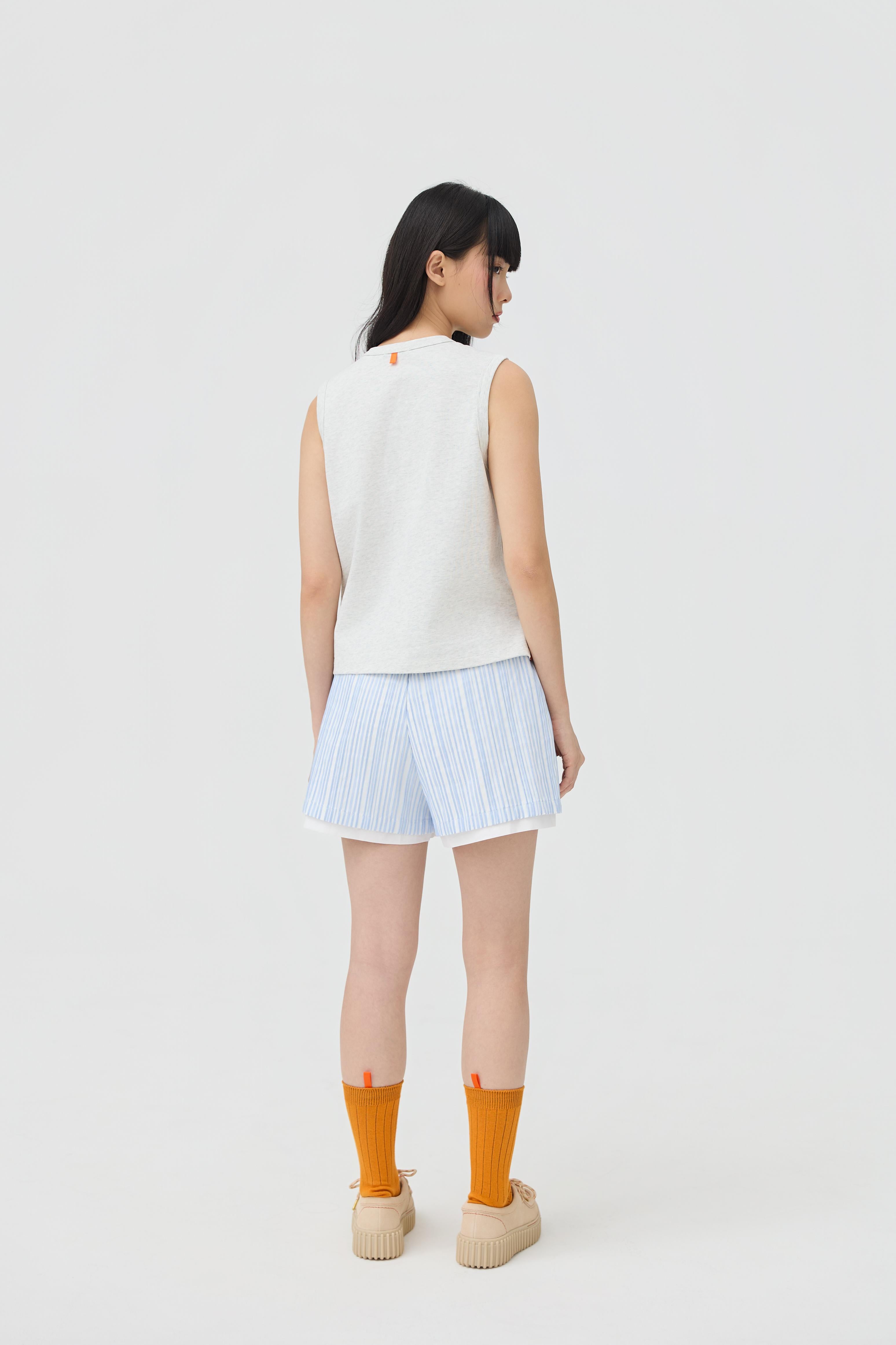 3EIGHTH | Musubi Henley Tank In Grey Marl