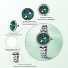 BLACK BY BLUE BRAVE | Butterfly Lovers 34mm Green Dial Moving Butterfly Hands Silver Bracelet Watch