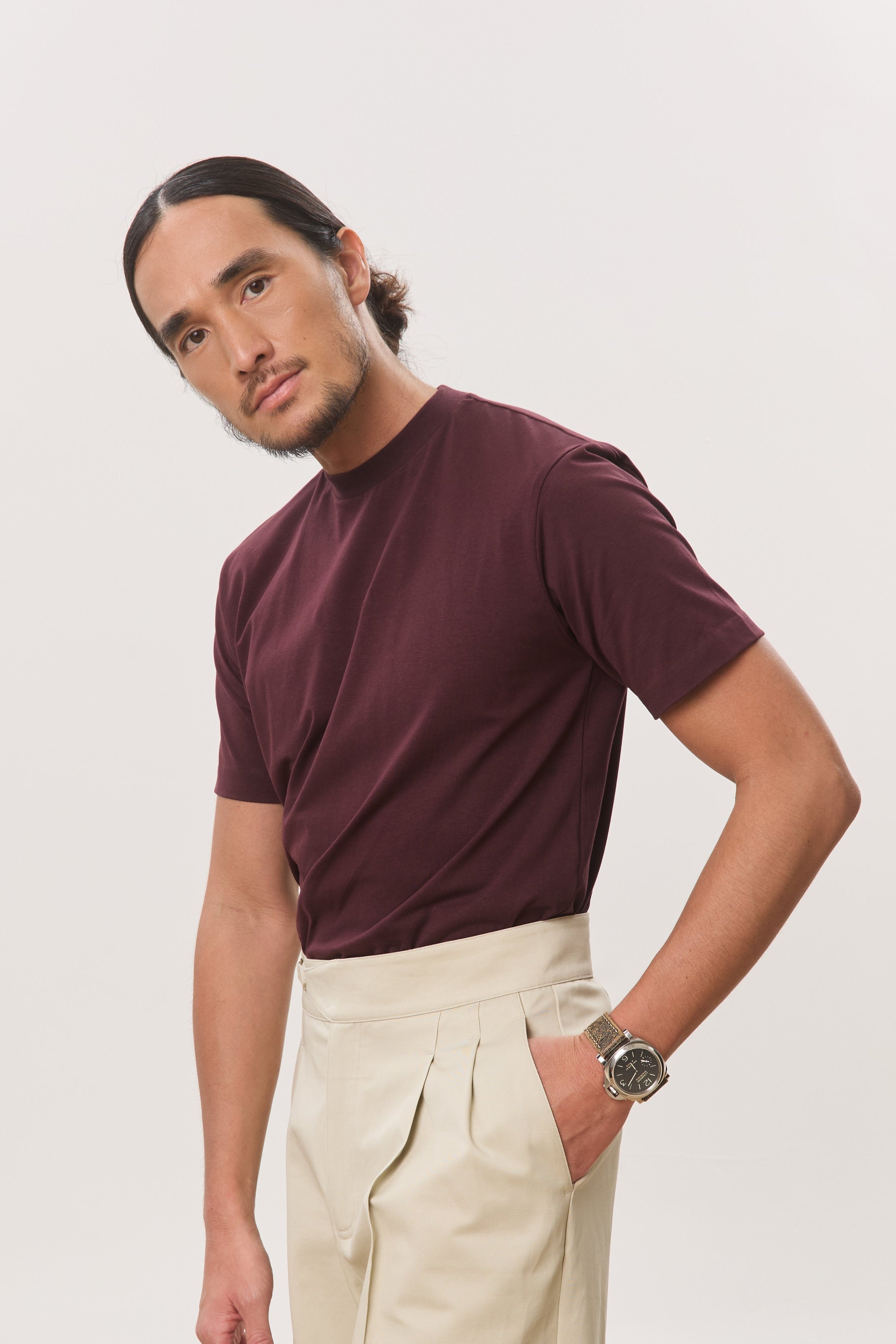 HOUSE OF ANON | Arlo Mock Neck Tee, Jersey