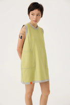 3EIGHTH | Cocoon Jersey Reversible Dress in Zinc Grey & Lemon Fizz