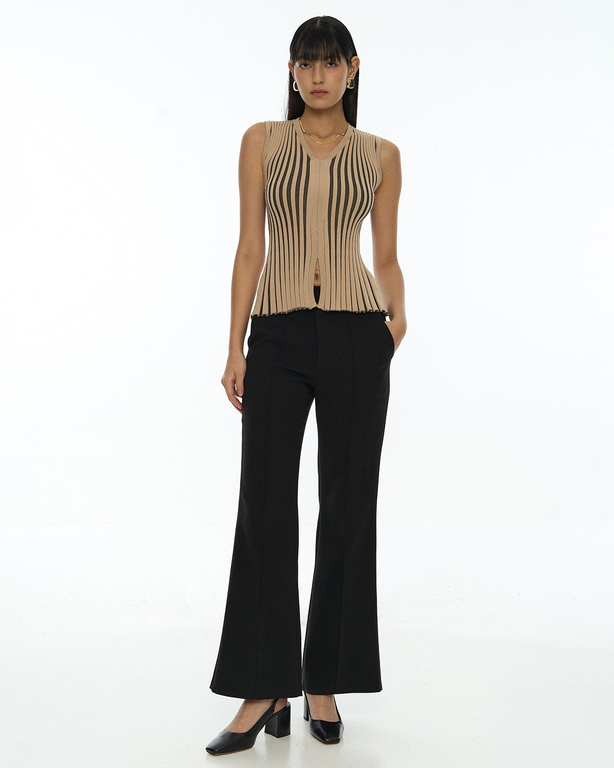 DRESSINGPAULA | Sleeveless Ribbed Knit Top