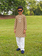 NIMBU | Zia Coral & Gold Boys Kurta Pajama Set