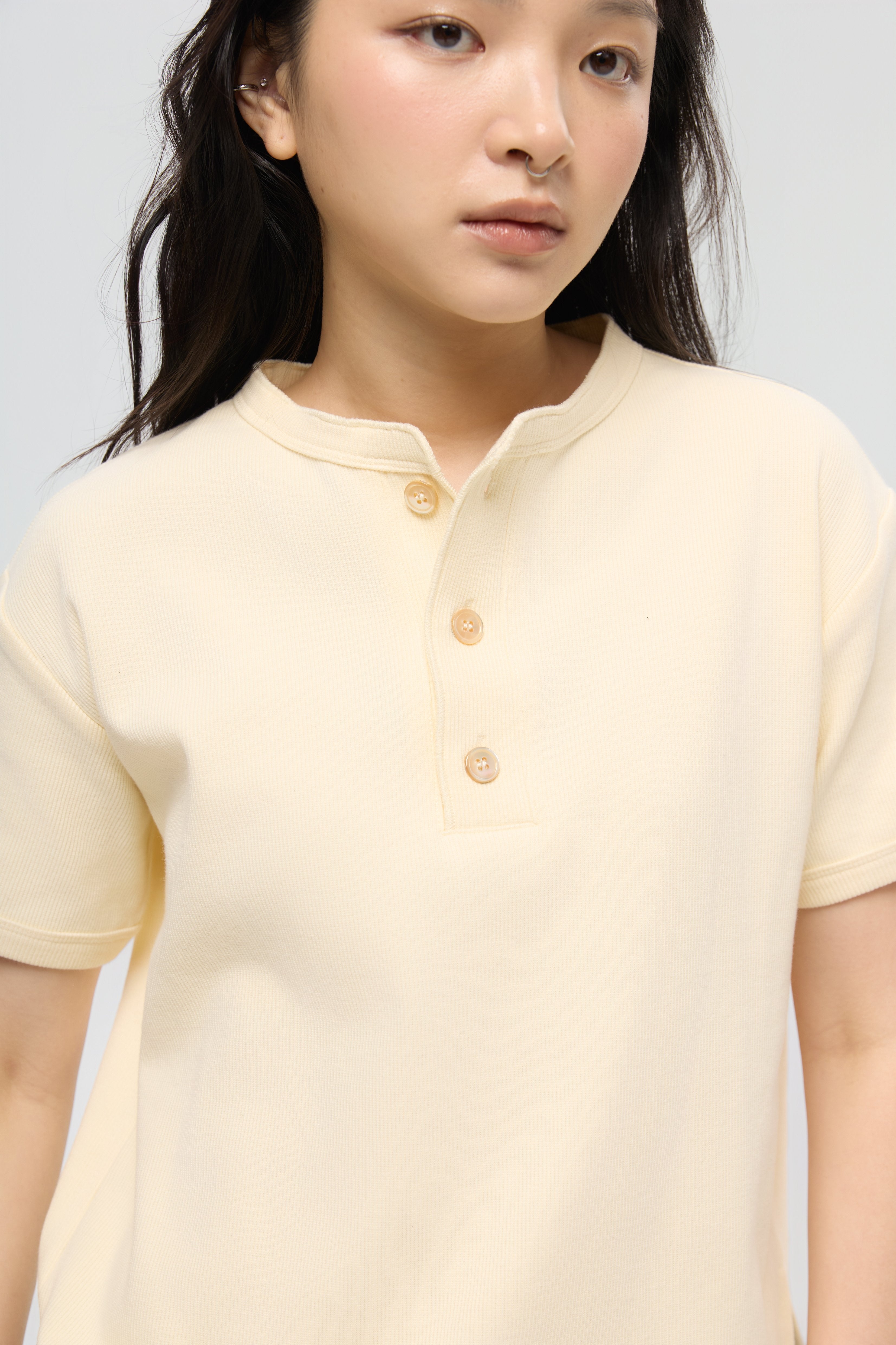 3EIGHTH | Military Henley Tee in Cream