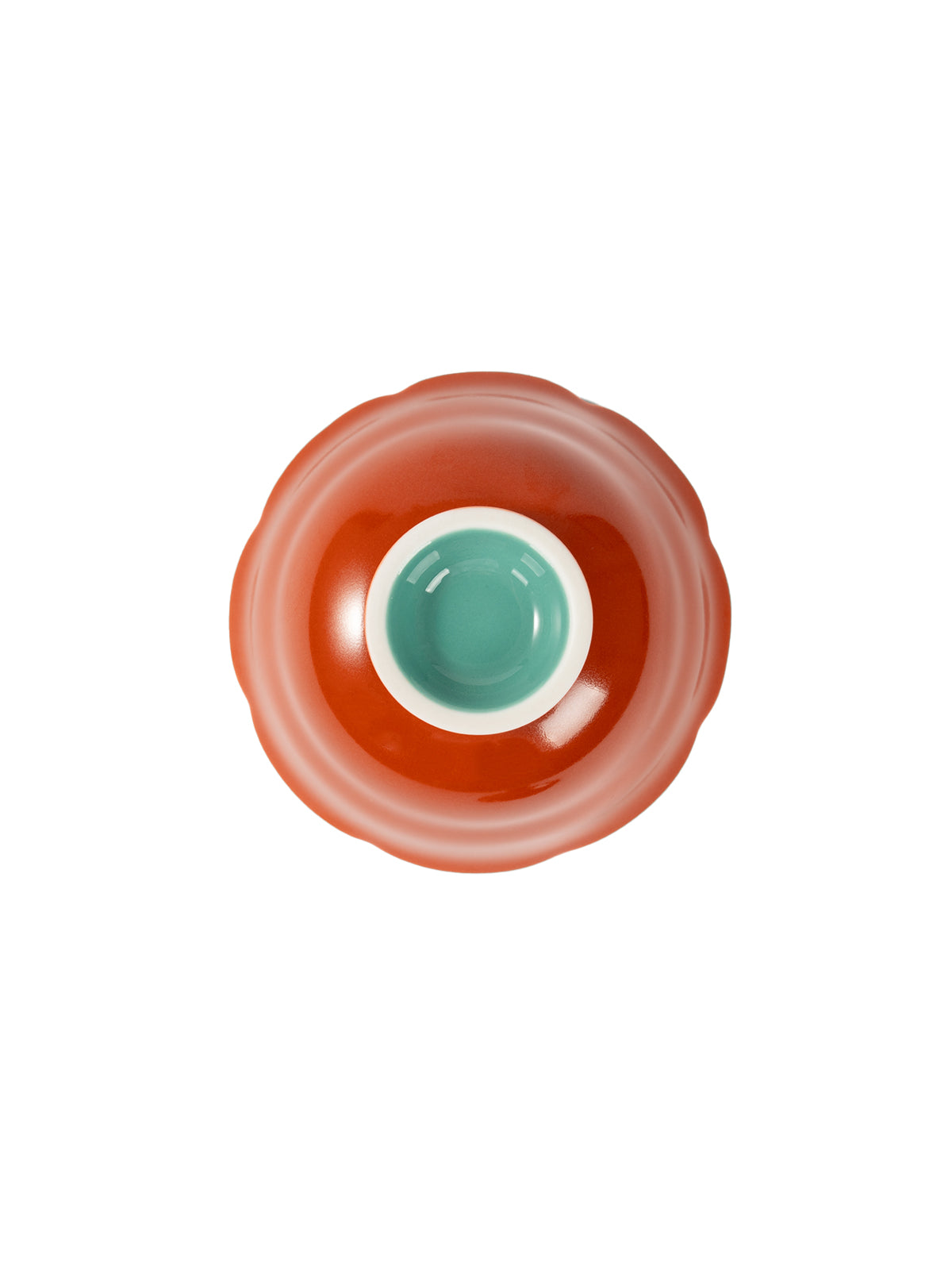 CRAFILAB | Brick Red & Turquoise Tall Fluted Lidded Bowl