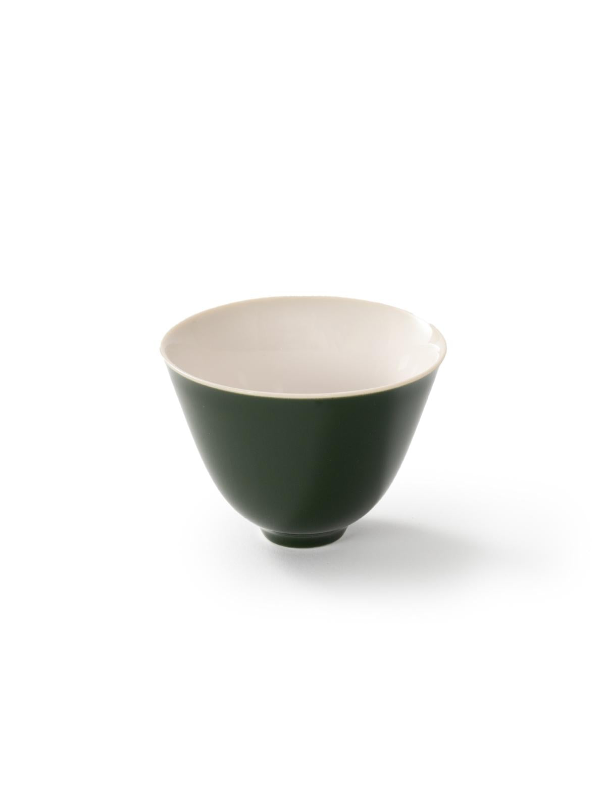 CRAFILAB | White Jade Clay Porcelain - Dark Green - Heart-Shaped Cup