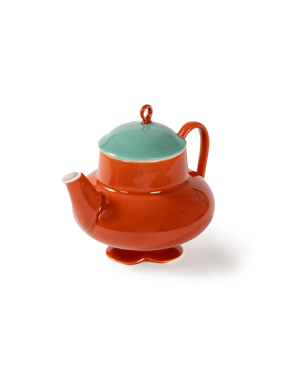 CRAFILAB | Brick Red & Turquoise Round Teapot