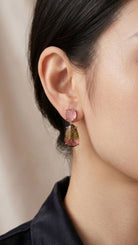 CREATIVE JEWELLERY STUDIO | Morganite & Bi-Color Tourmaline, Rose Gold Plated Silver Earrings by Blissadora