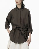 GRAYE | Fluid Knot Shirt - Brown