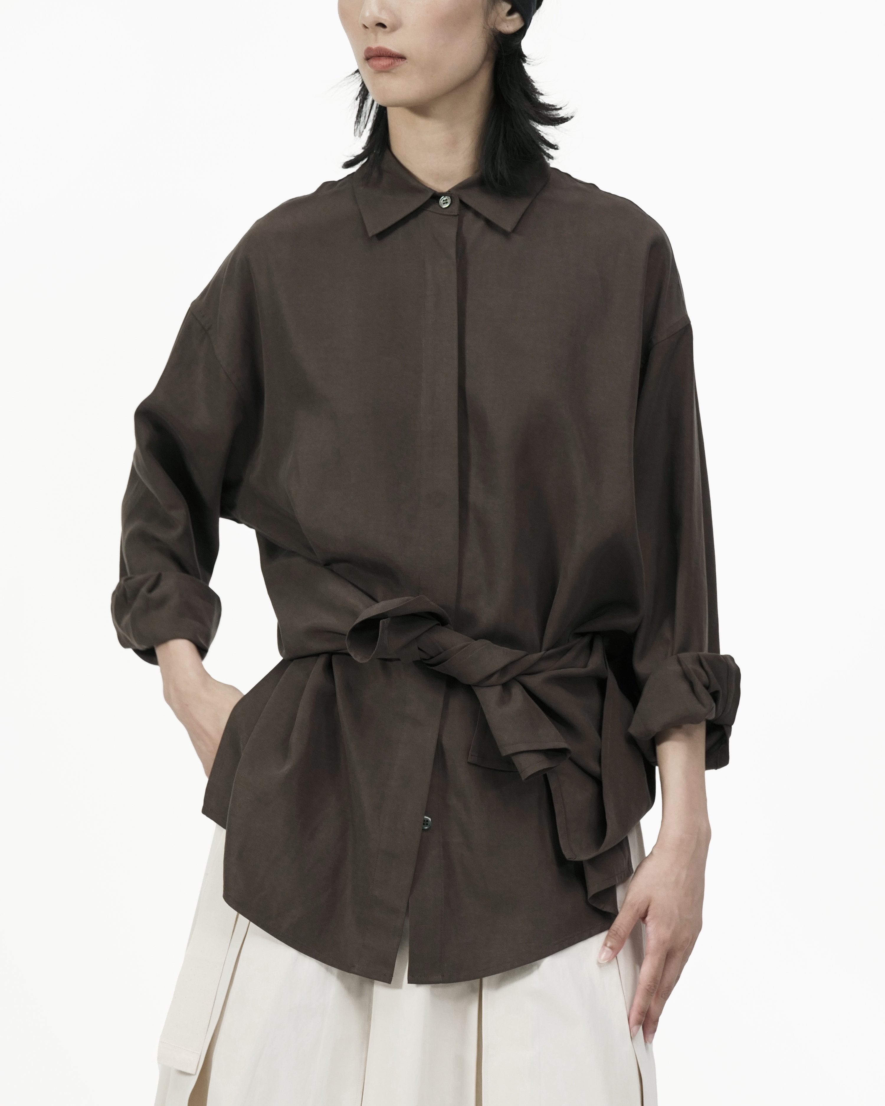 GRAYE | Fluid Knot Shirt - Brown