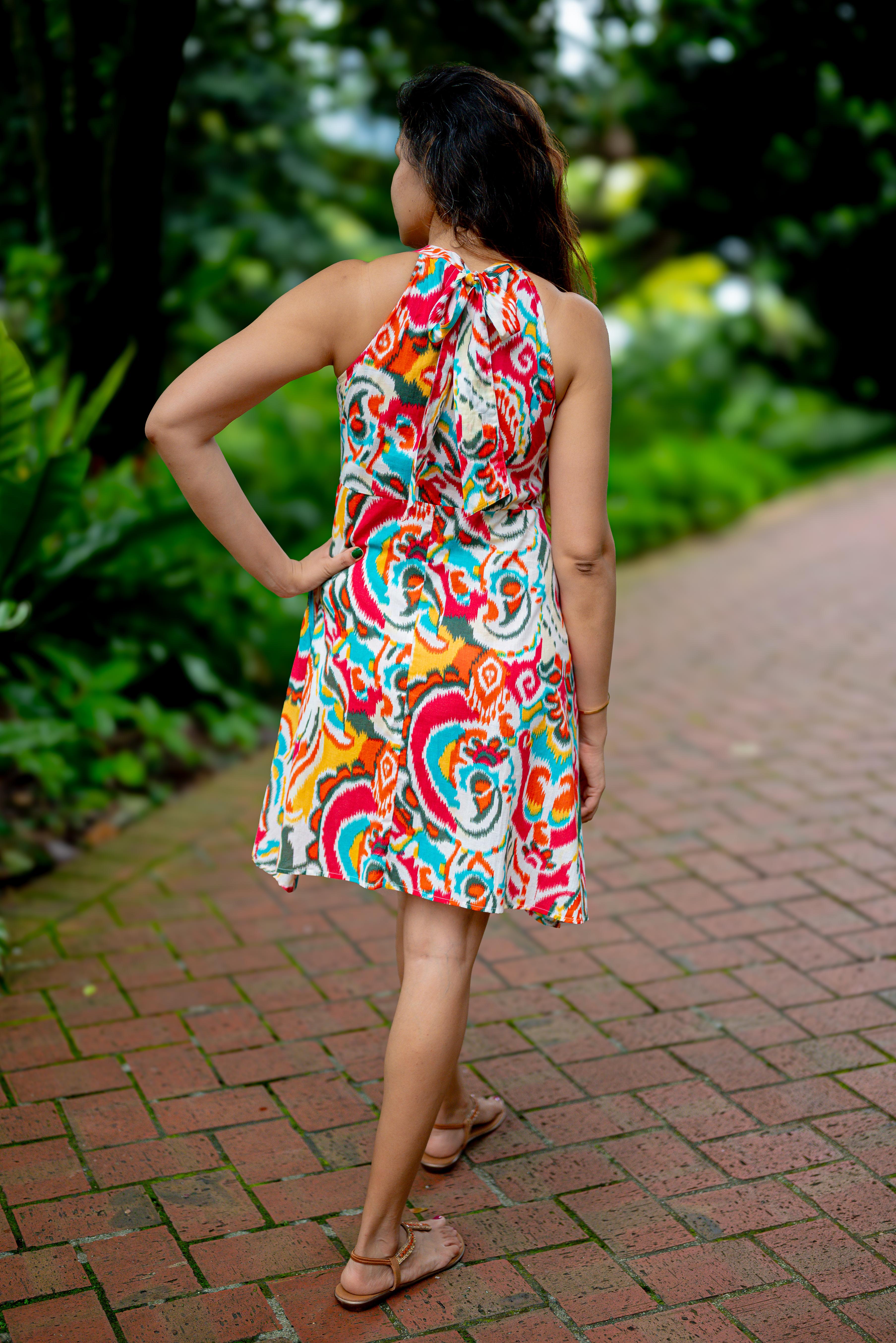 NIMBU | Hawaii Women's Short Halter Dress with Pockets in Multicolor