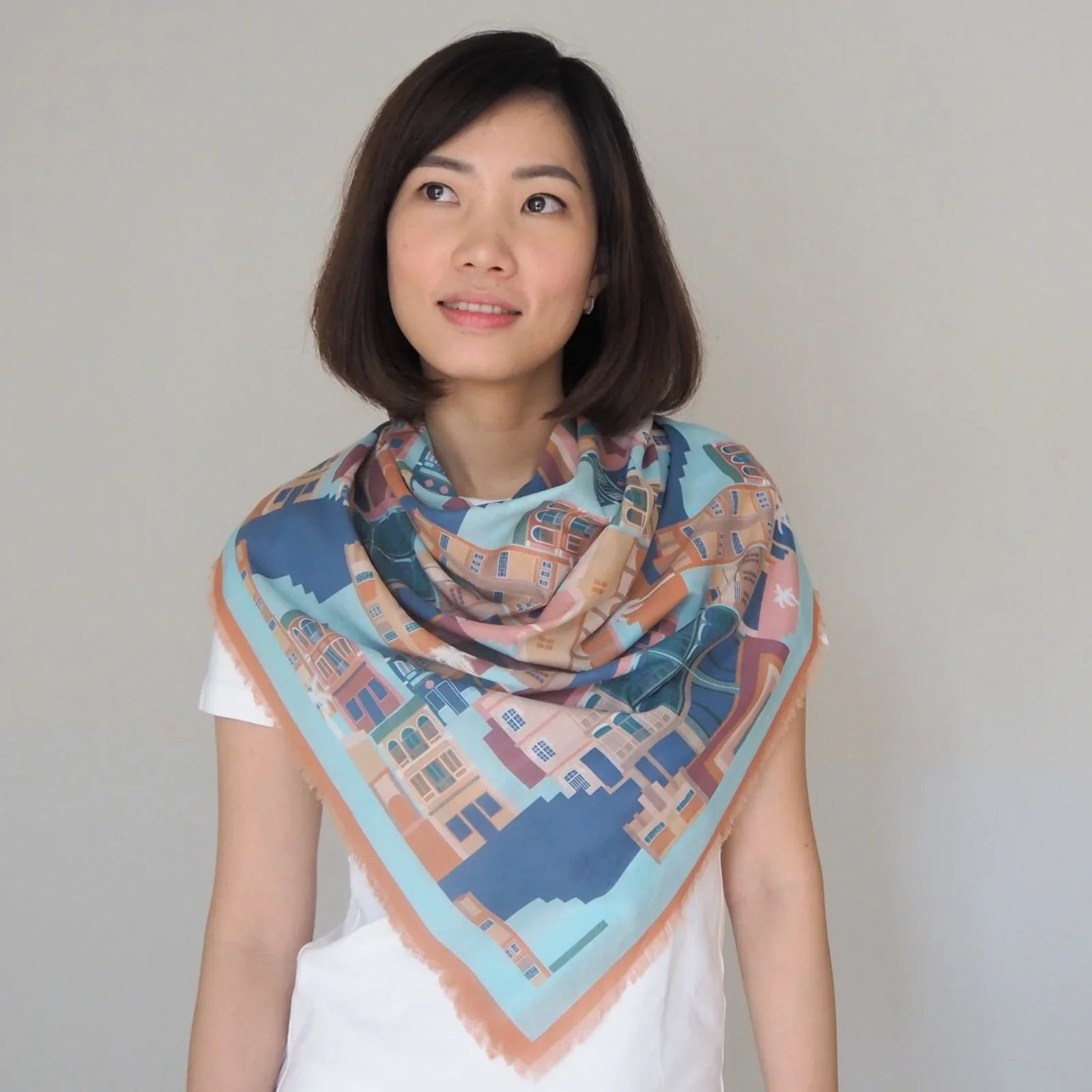 BINARY STYLE | Shophouses Of Singapore 115x115cm Square Scarf