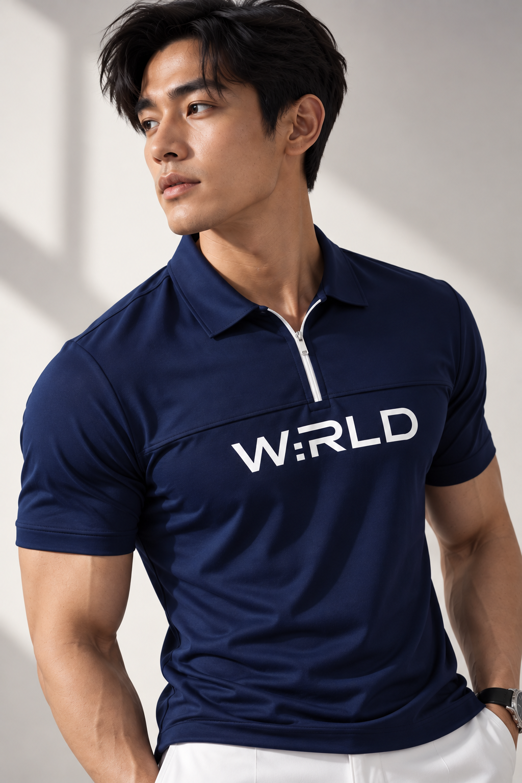 WRLD | LOGOIST ZIP POLO | BLUE