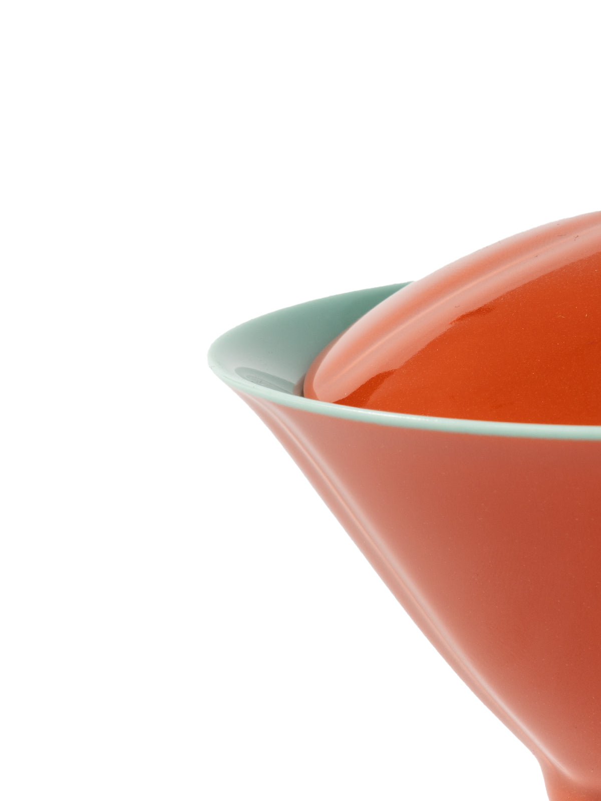 CRAFILAB | Brick Red & Turquoise Bamboo Hat Lidded Bowl