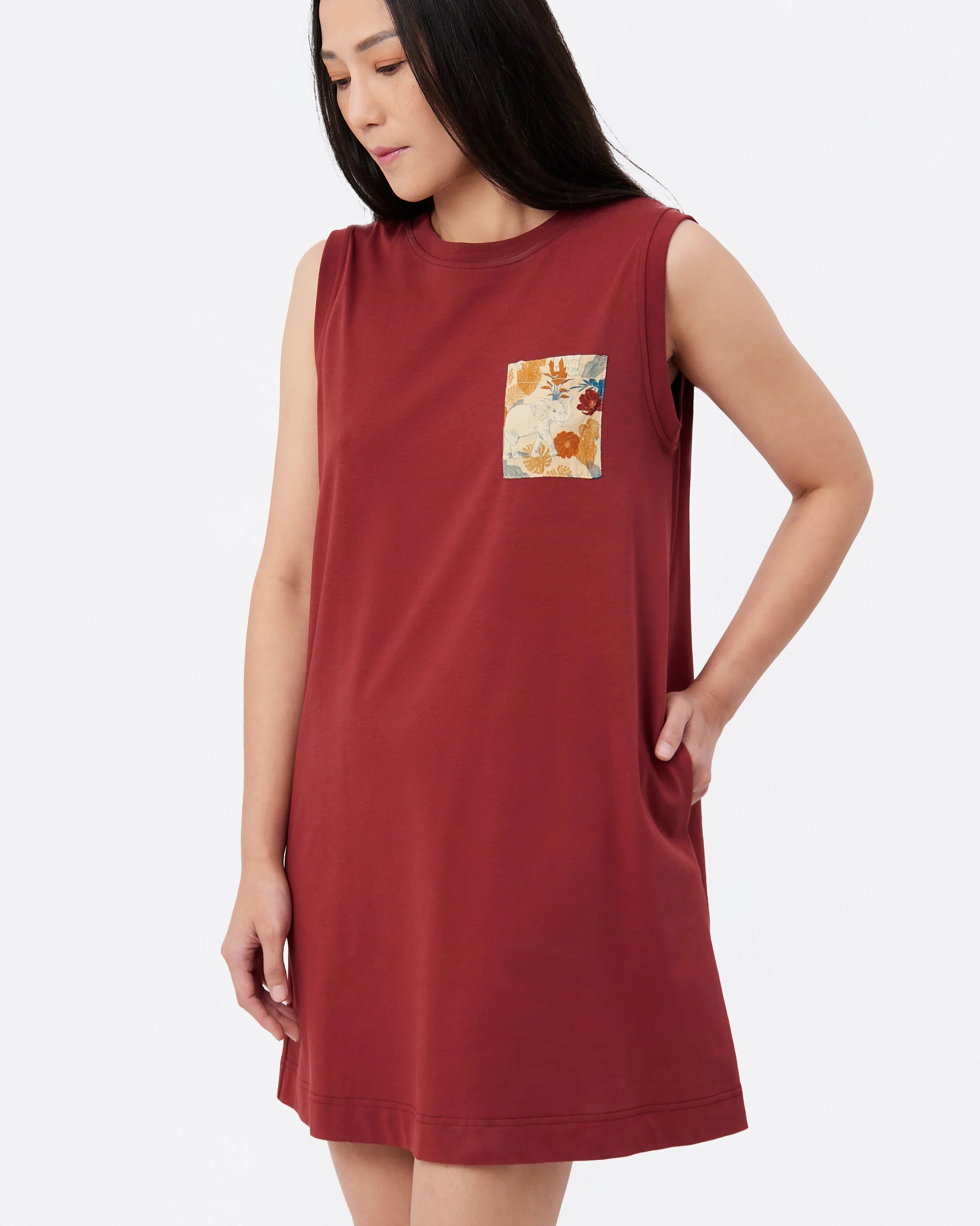 STUDIO QILING | Russet Cotton Jersey Tank Dress