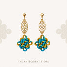THE ANTECEDENT STORE | Auspicious Knot Motif Earrings in Tiffany Yellow