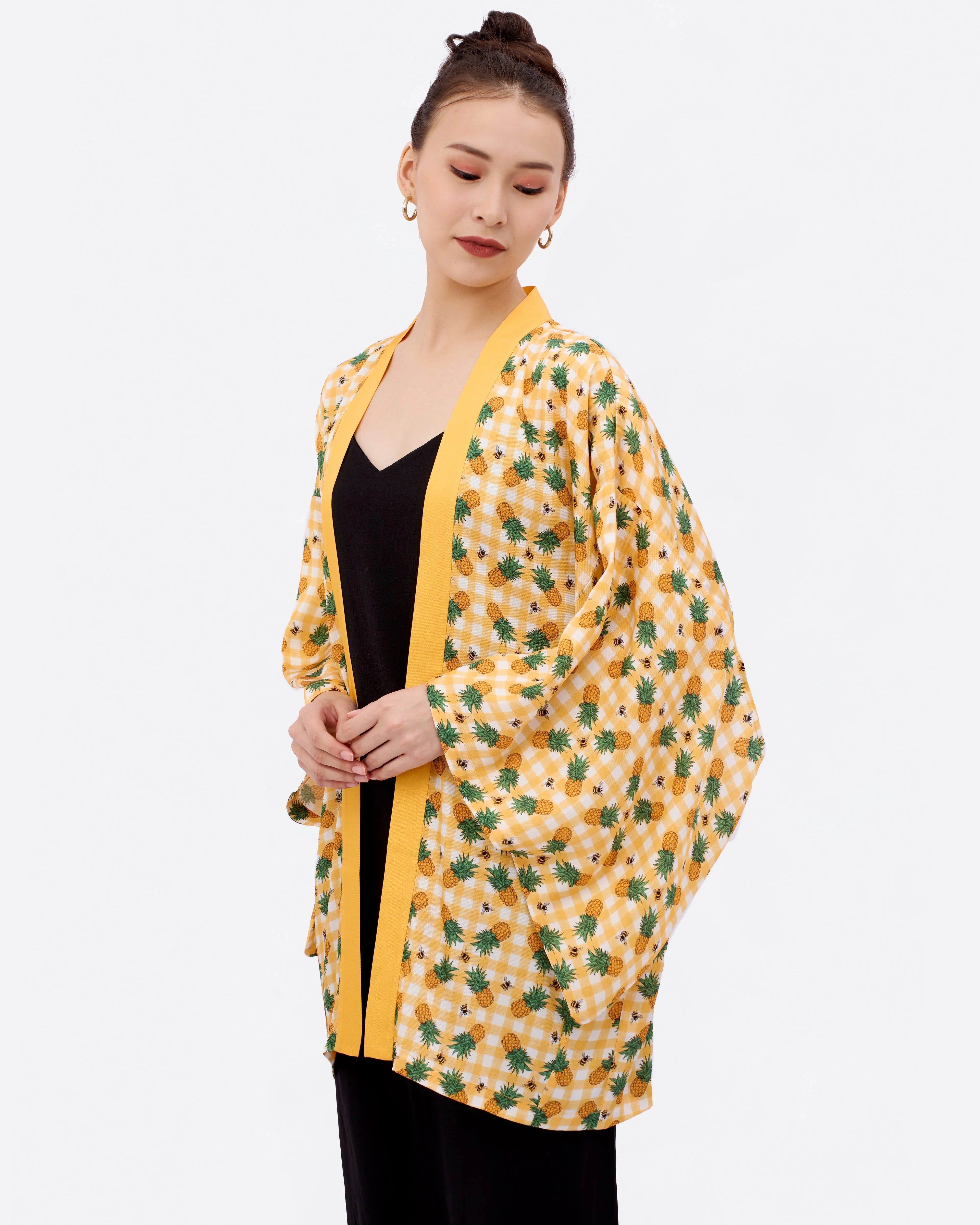STUDIO QILING | Pineapple Amber Silk Blend Kimono