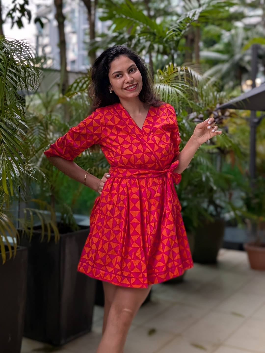NIMBU | Havana Tango Sorbet Wrap Dress in Cotton