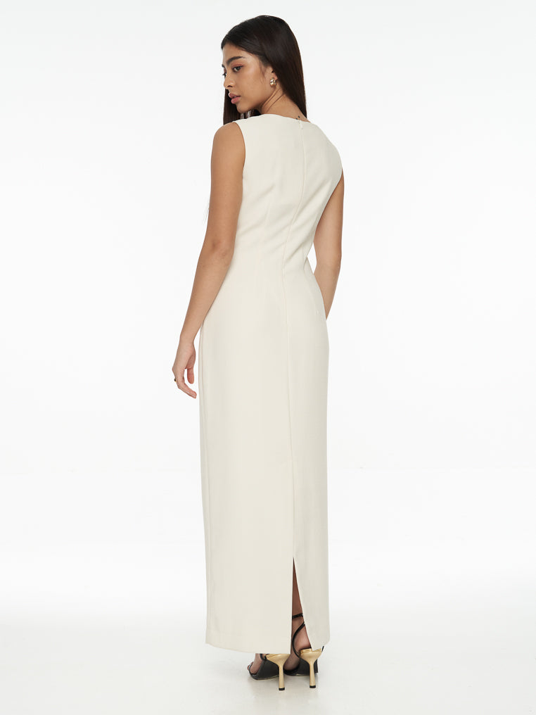 DRESSINGPAULA | Asymmetric Crepe Maxi Dress