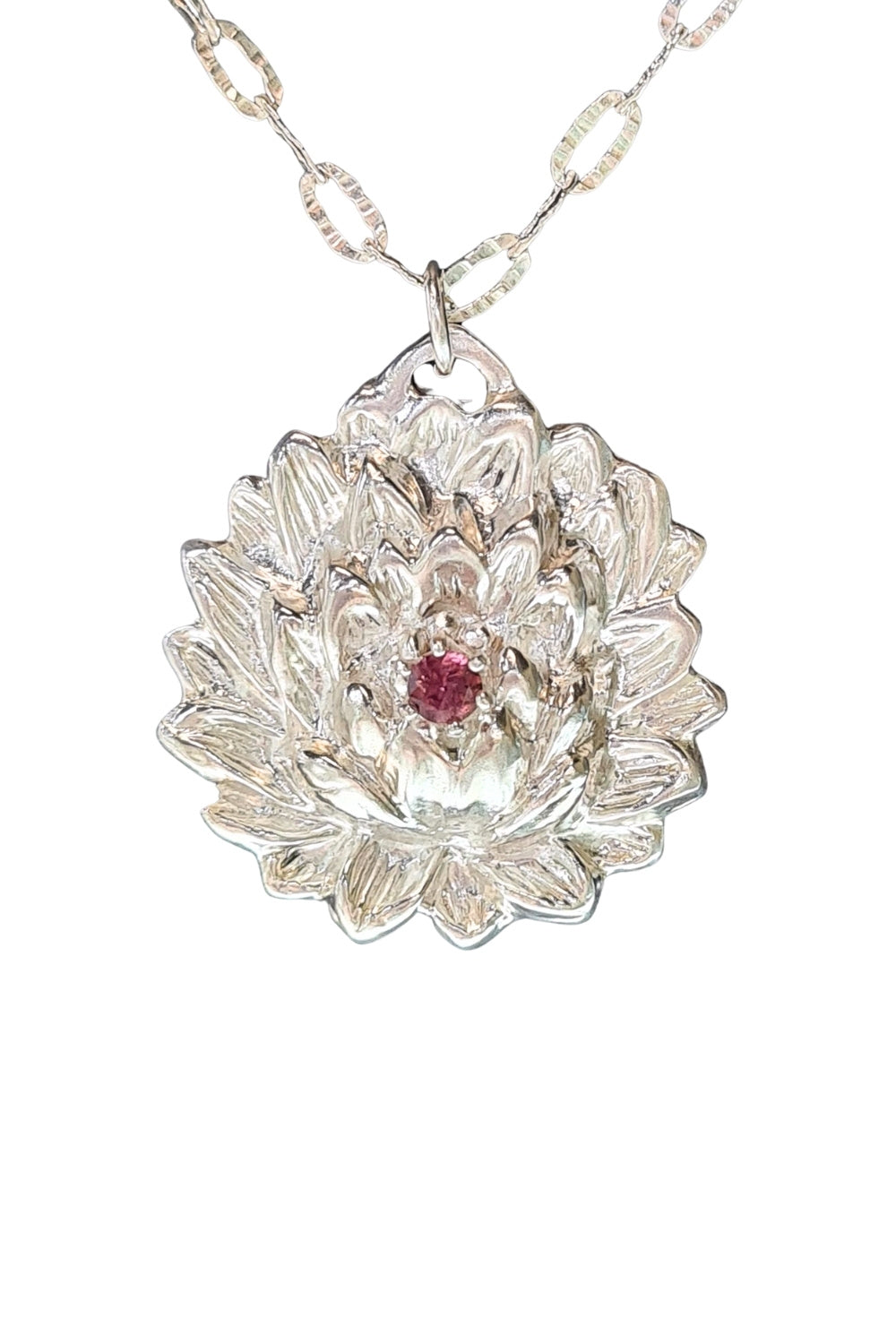 CREATIVE JEWELLERY STUDIO | Tourmaline, Silver Lotus Pendant Necklace by Annyun