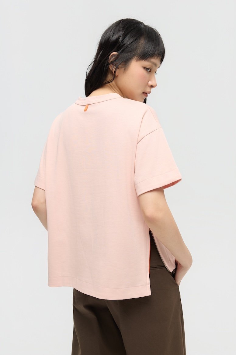 3EIGHTH | SOKKO Zip Tee in Blush Pink