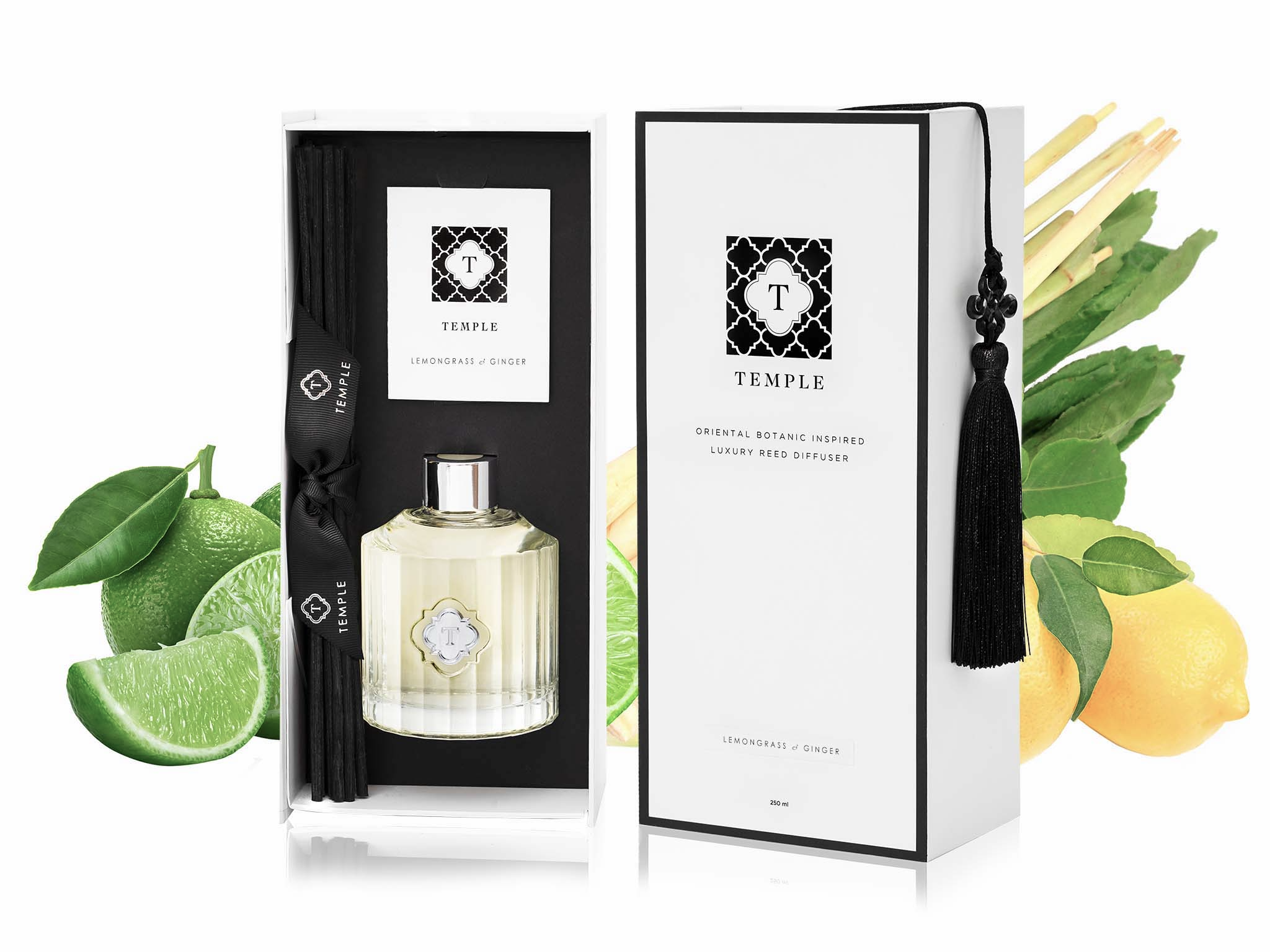 TEMPLE CANDLES | Luxury Reed Diffuser - Lemongrass & Ginger