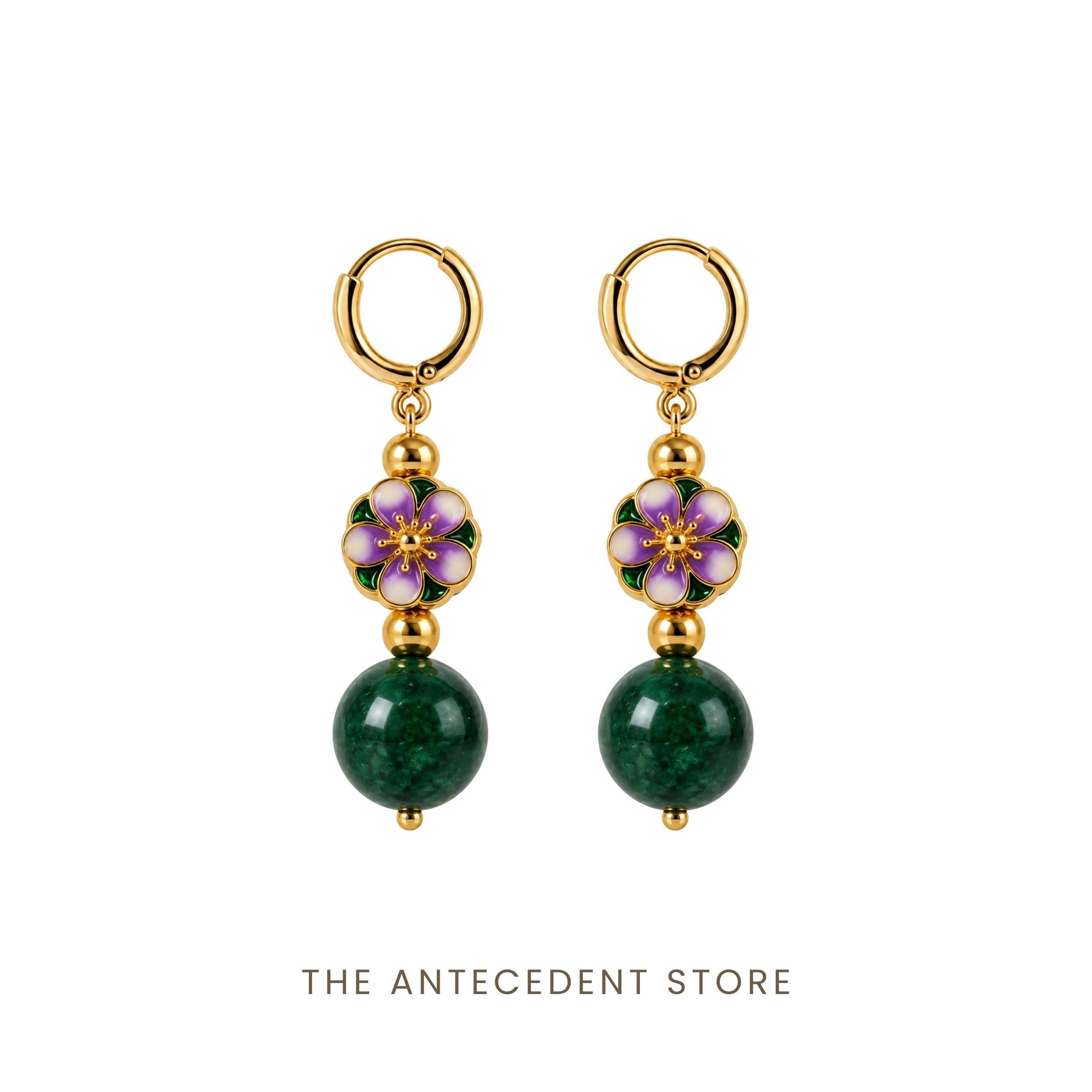 THE ANTECEDENT STORE | Oriental Blossom Green Chalcedony Earrings