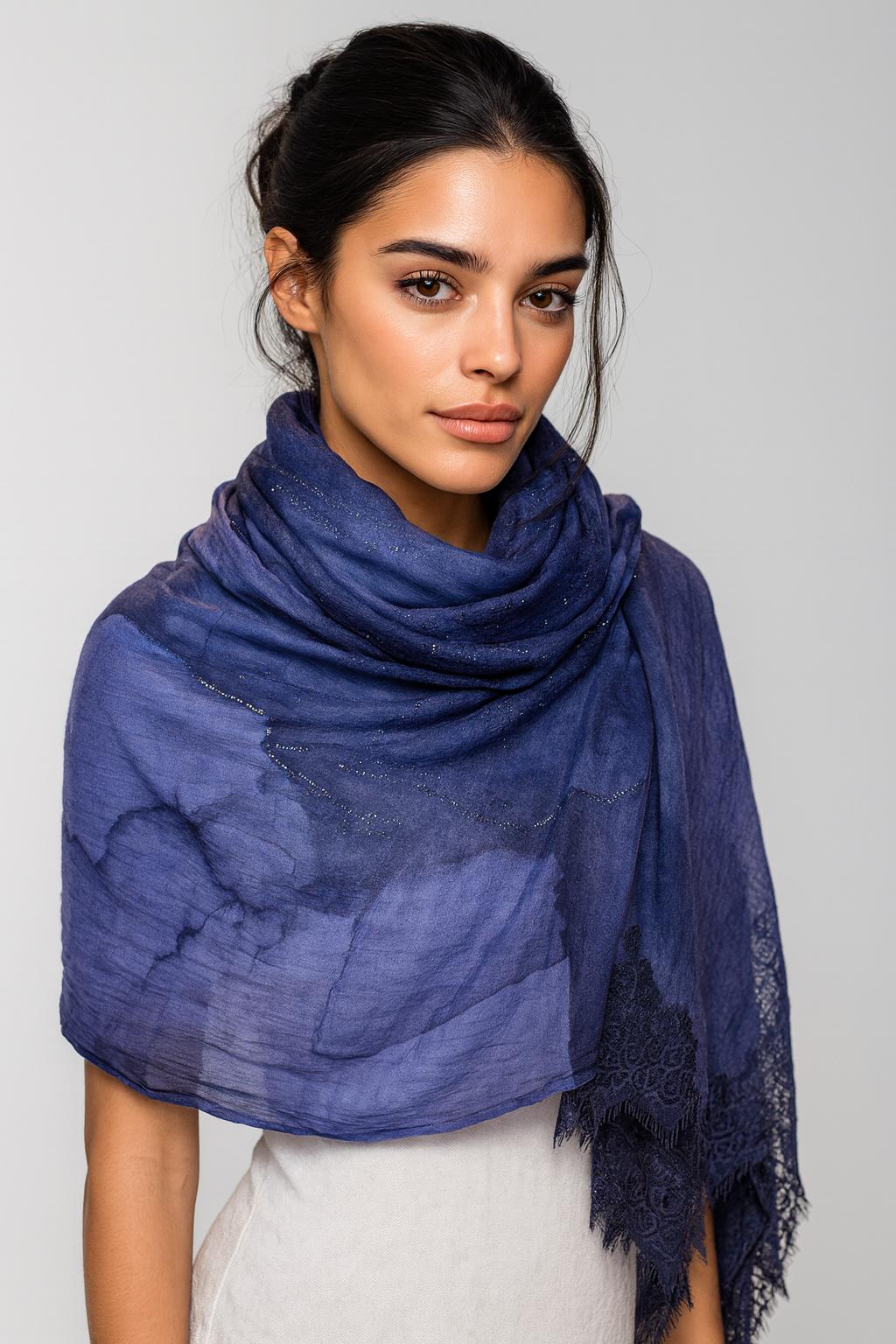 QUEENMARK | AN Printed Shawl 2024 Assorted Cosmic Blue