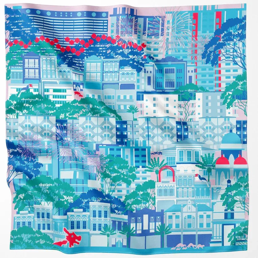 BINARY STYLE | A City In A Garden 115cm x 115cm Square Cotton Scarf