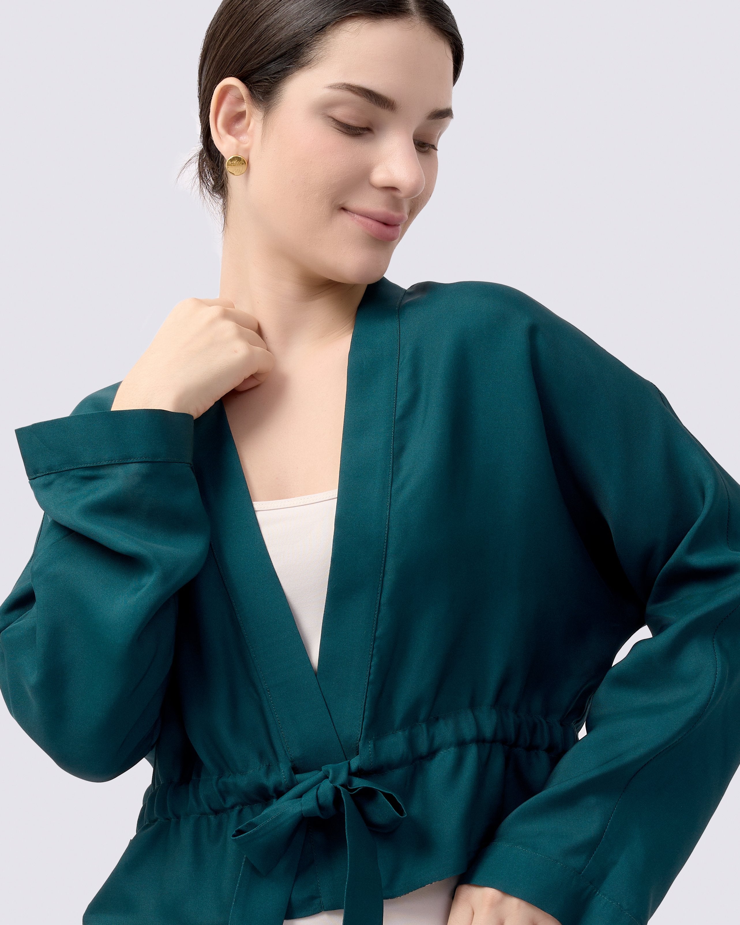 STUDIO QILING | Kitsune Teal Desert Reversible Cropped Kimono
