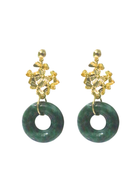 THE ANTECEDENT STORE | E - Burmese Jade Donut S1 - Flower Bouquet Earrings (Dark Green)