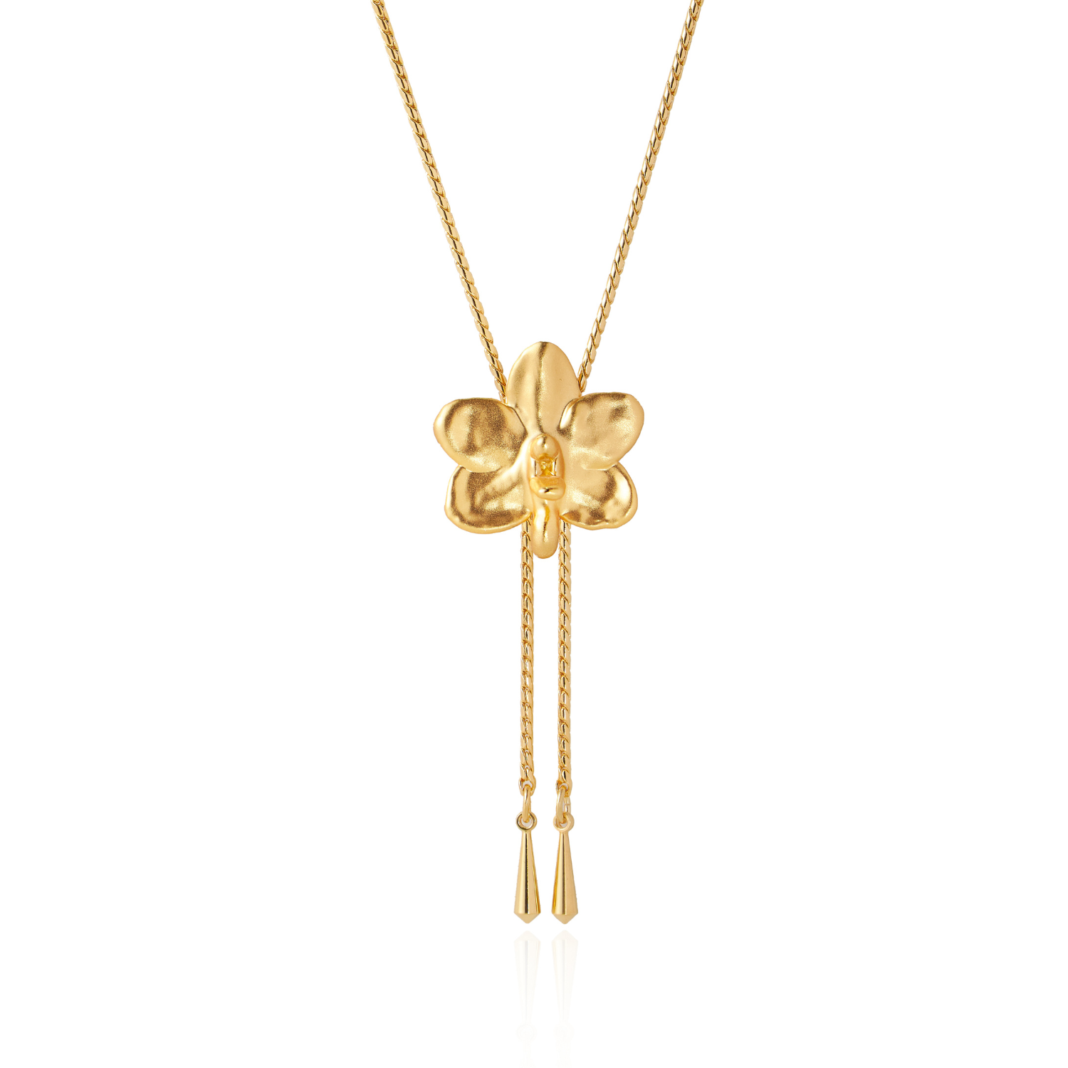 RISIS | Ascocenda Sagarik Orchid Short Slider Necklace in Gold