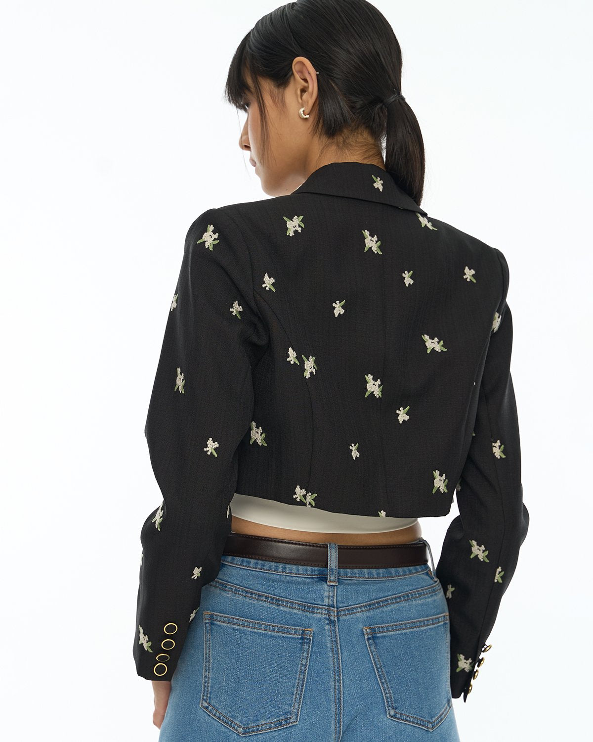 DRESSINGPAULA | Floral-Embroidered Cropped Blazer