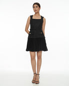 DRESSINGPAULA | Faux Two-Piece Pleated Skirt Tweed Dress