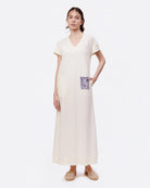 STUDIO QILING | Off White Cotton Jersey Maxi Dress