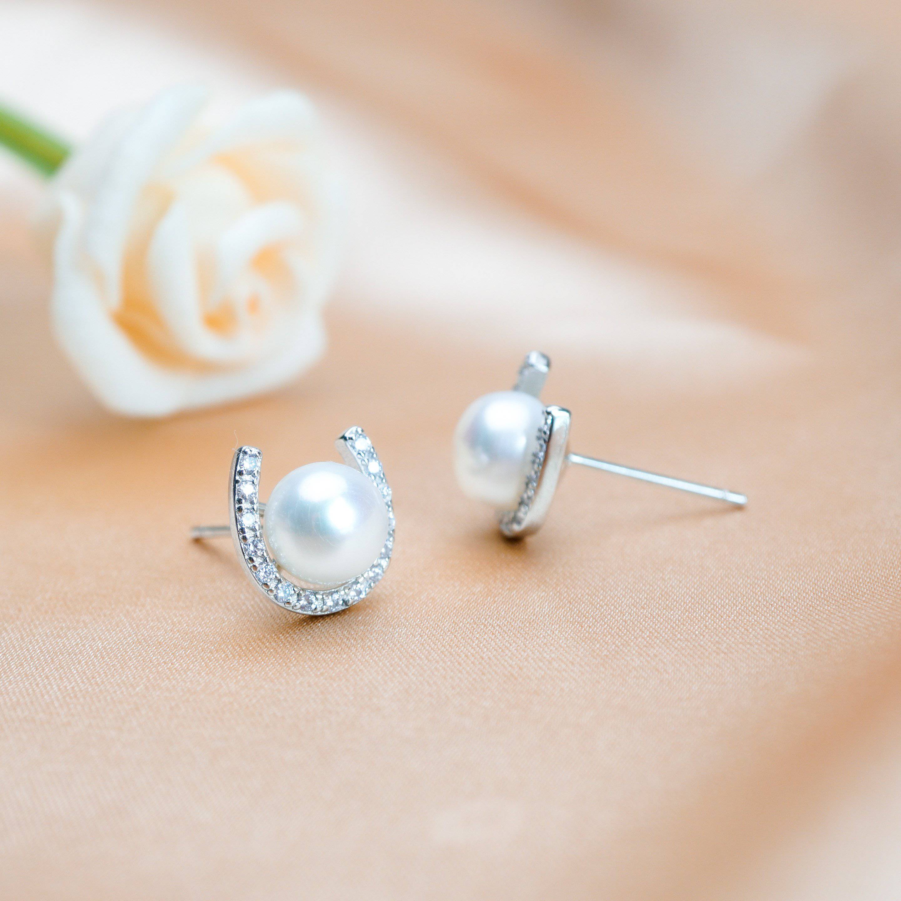 Elegant Freshwater Pearl Earrings WE00069 - PEARLY LUSTRE