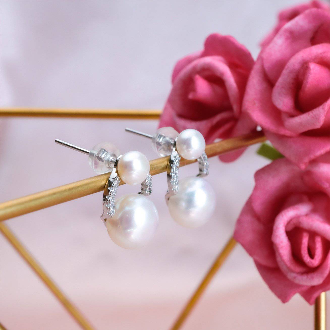 Elegant Freshwater Pearl Earrings WE00096 - PEARLY LUSTRE